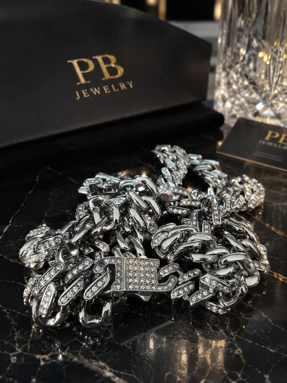 Iced Out Stainless Steel Cuban Link Chain